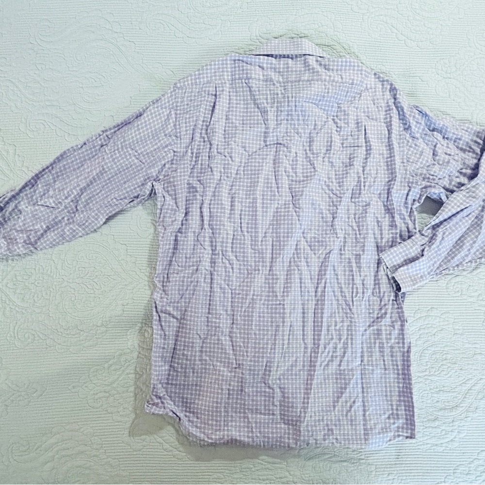 Faconnable Lavender Checkered Button Down Shirt, … - image 5